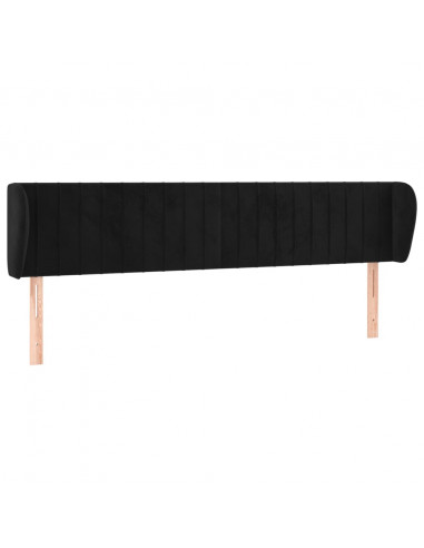 Testiera ad Orecchio Nera 183x23x78/88 cm in Velluto