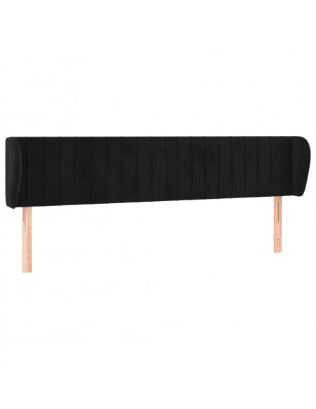 Testiera ad Orecchio Nera 183x23x78/88 cm in Velluto