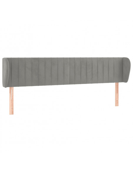 Testiera ad Orecchio Grigio Chiaro 203x23x78/88 cm in Velluto