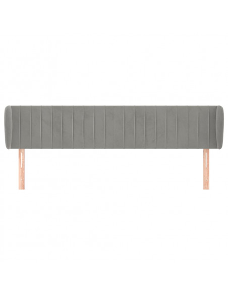 Testiera ad Orecchio Grigio Chiaro 203x23x78/88 cm in Velluto