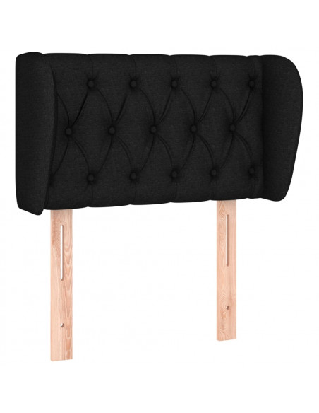 Testiera ad Orecchio Nera 83 x 23 x 78/88 cm in Tessuto