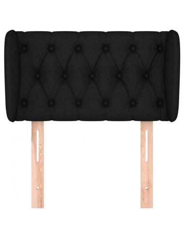 Testiera ad Orecchio Nera 83 x 23 x 78/88 cm in Tessuto