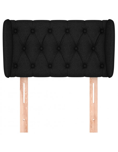 Testiera ad Orecchio Nera 83 x 23 x 78/88 cm in Tessuto