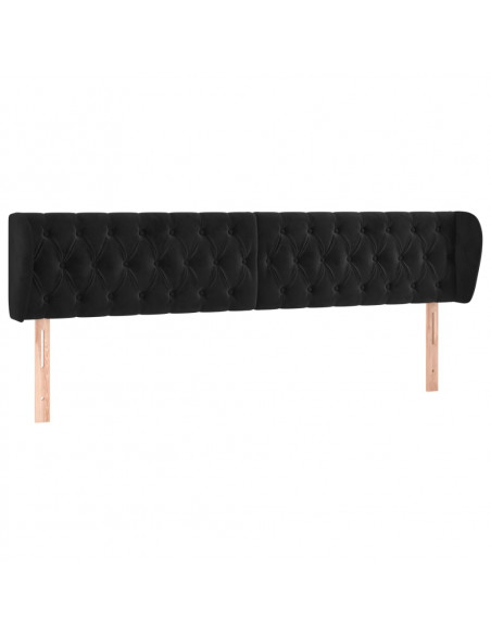 Testiera ad Orecchio Nera 203x23x78/88 cm in Velluto