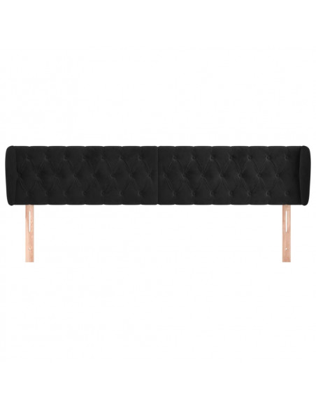 Testiera ad Orecchio Nera 203x23x78/88 cm in Velluto