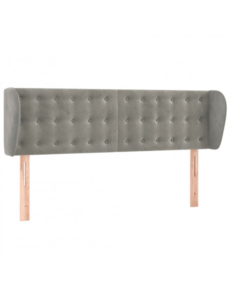 Testiera ad Orecchio Grigio Chiaro 147x23x78/88 cm in Velluto