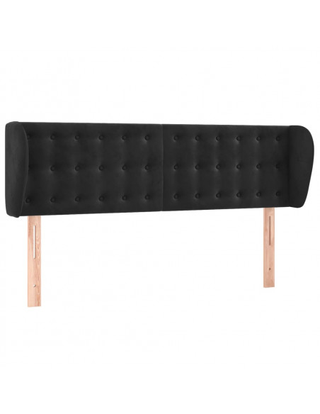 Testiera ad Orecchio Nera 147x23x78/88 cm in Velluto