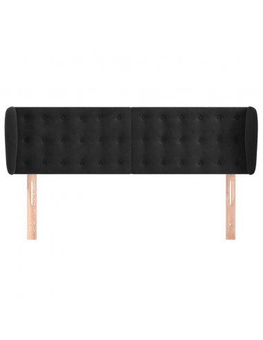 Testiera ad Orecchio Nera 147x23x78/88 cm in Velluto