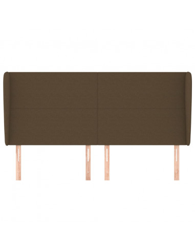 Testiera ad Orecchio Marrone Scuro 203x23x118/128 cm in Tessuto