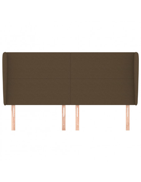 Testiera ad Orecchio Marrone Scuro 203x23x118/128 cm in Tessuto