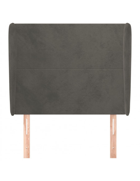 Testiera ad Orecchio Grigio Scuro 93x23x118/128 cm in Velluto