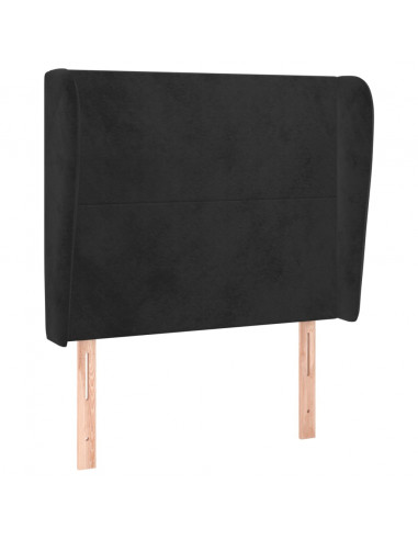 Testiera ad Orecchio Nera 93x23x118/128 cm in Velluto