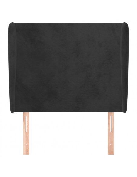 Testiera ad Orecchio Nera 93x23x118/128 cm in Velluto