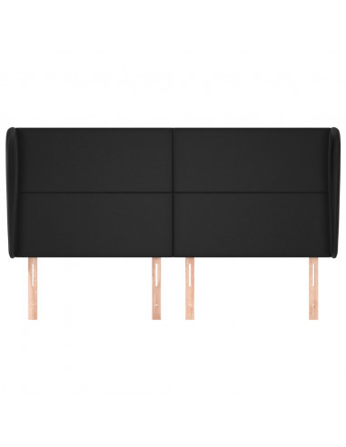 Testiera ad Orecchio Nera 203x23x118/128 cm in Similpelle