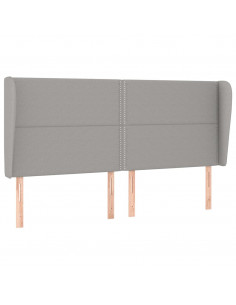 Testiera ad Orecchio Grigio Chiaro 203x23x118/128 cm in Tessuto 2