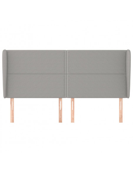 Testiera ad Orecchio Grigio Chiaro 203x23x118/128 cm in Tessuto