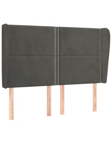 Testiera ad Orecchio GrigioScuro 147x23x118/128cm in Velluto