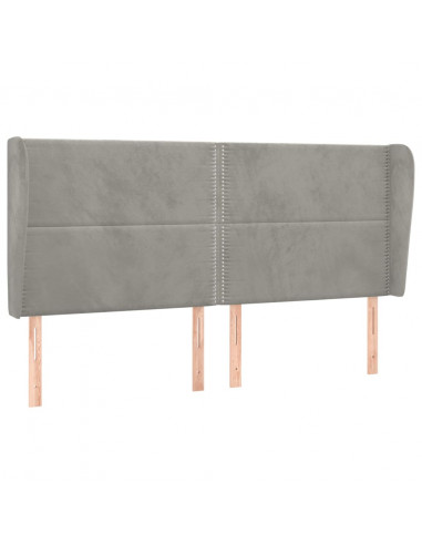 Testiera ad Orecchio Grigio Chiaro 203x23x118/128 cm in Velluto