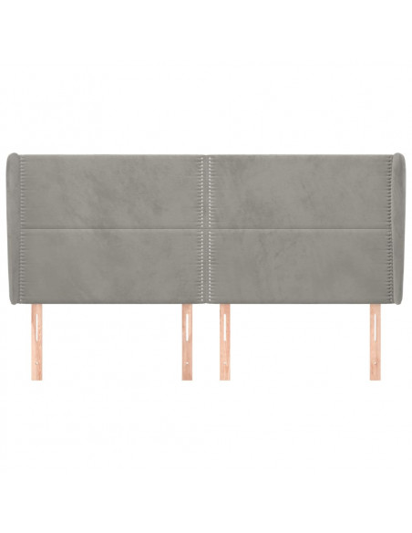 Testiera ad Orecchio Grigio Chiaro 203x23x118/128 cm in Velluto