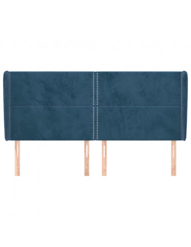 Testiera ad Orecchio Blu Scuro 203x23x118/128 cm in Velluto