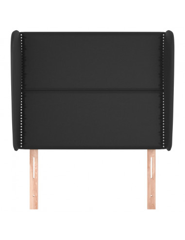 Testiera ad Orecchio Nera 83x23x118/128 cm in Similpelle