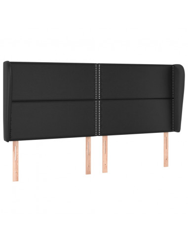 Testiera ad Orecchio Nera 163x23x118/128 cm in Similpelle