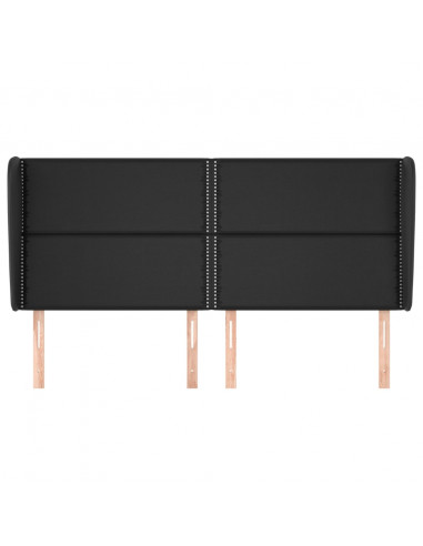 Testiera ad Orecchio Nera 183x23x118/128 cm in Similpelle