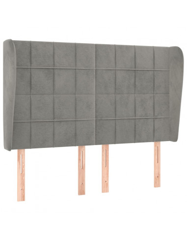 Testiera ad Orecchio Grigio Chiaro 147x23x118/128 cm in Velluto