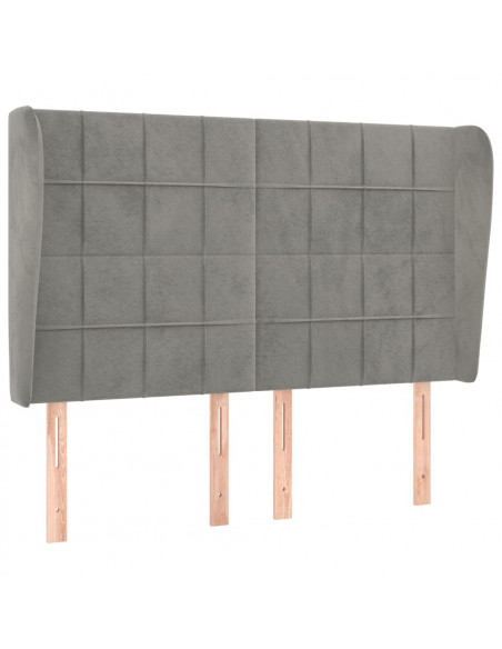 Testiera ad Orecchio Grigio Chiaro 147x23x118/128 cm in Velluto