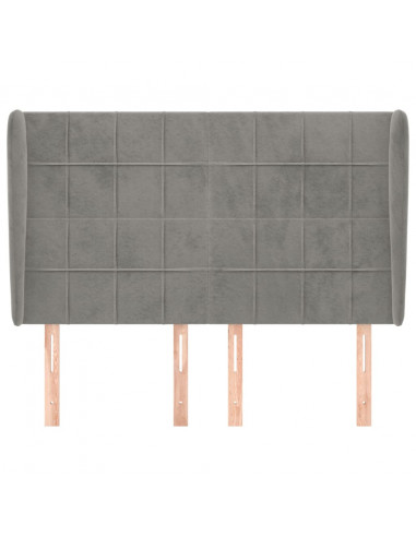 Testiera ad Orecchio Grigio Chiaro 147x23x118/128 cm in Velluto