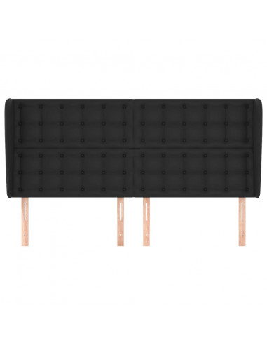 Testiera ad Orecchio Nera 203x23x118/128 cm in Similpelle