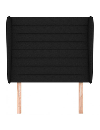 Testiera ad Orecchio Nera 83x23x118/128 cm in Tessuto