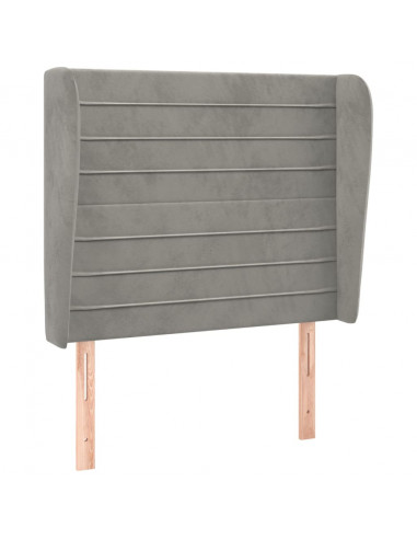 Testiera ad Orecchio Grigio Chiaro 103x23x118/128 cm in Velluto