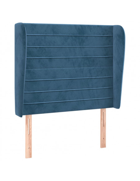 Testiera ad Orecchio Blu Scuro 103x23x118/128 cm in Velluto