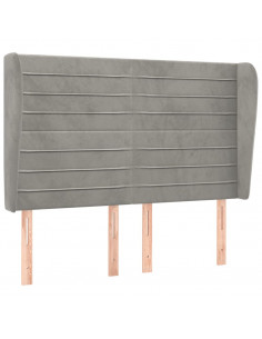 Testiera ad Orecchio Grigio Chiaro 147x23x118/128 cm in Velluto 2