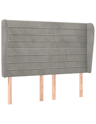 Testiera ad Orecchio Grigio Chiaro 147x23x118/128 cm in Velluto