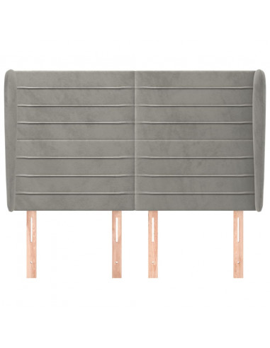 Testiera ad Orecchio Grigio Chiaro 147x23x118/128 cm in Velluto