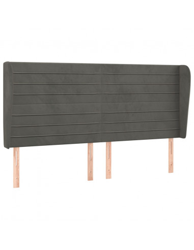 Testiera ad Orecchio GrigioScuro 203x23x118/128cm in Velluto