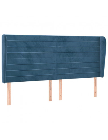 Testiera ad Orecchio Blu Scuro 203x23x118/128 cm in Velluto