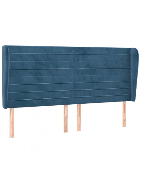 Testiera ad Orecchio Blu Scuro 203x23x118/128 cm in Velluto