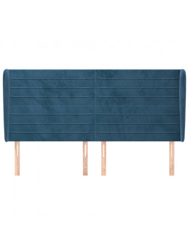 Testiera ad Orecchio Blu Scuro 203x23x118/128 cm in Velluto