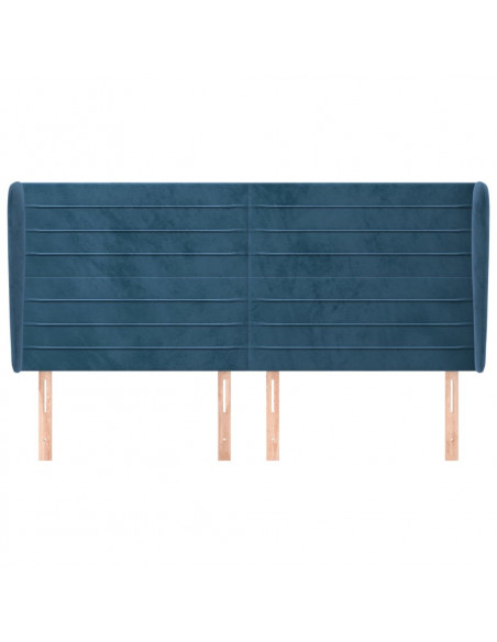 Testiera ad Orecchio Blu Scuro 203x23x118/128 cm in Velluto