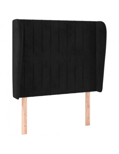 Testiera ad Orecchio Nera 103x23x118/128 cm in Velluto