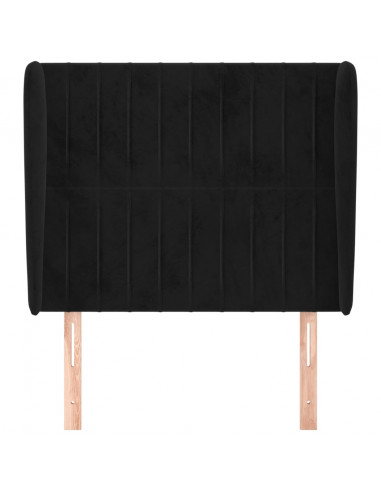 Testiera ad Orecchio Nera 103x23x118/128 cm in Velluto