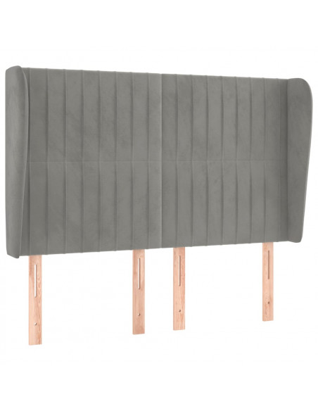 Testiera ad Orecchio Grigio Chiaro 147x23x118/128 cm in Velluto