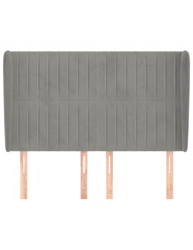 Testiera ad Orecchio Grigio Chiaro 147x23x118/128 cm in Velluto