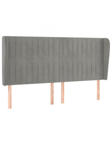 Testiera ad Orecchio Grigio Chiaro 203x23x118/128 cm in Velluto