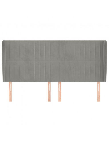 Testiera ad Orecchio Grigio Chiaro 203x23x118/128 cm in Velluto