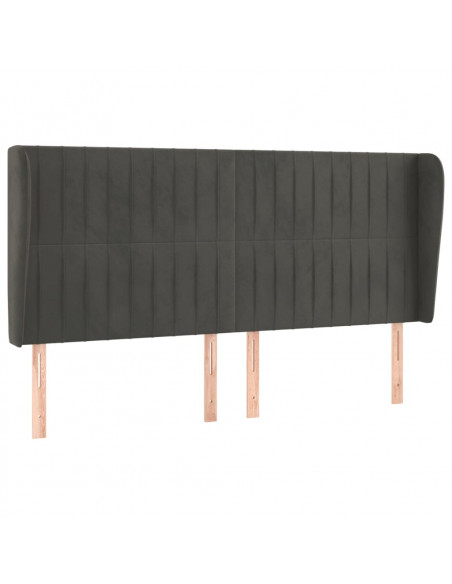 Testiera ad Orecchio GrigioScuro 203x23x118/128cm in Velluto