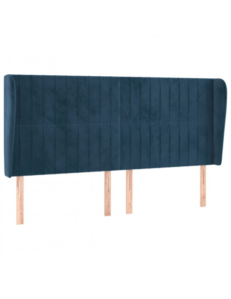 Testiera ad Orecchio Blu Scuro 203x23x118/128 cm in Velluto